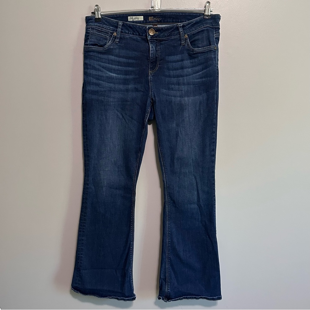 KUT from the Kloth Flare Jeans Dark Wash Blue Denim Womens Size 14